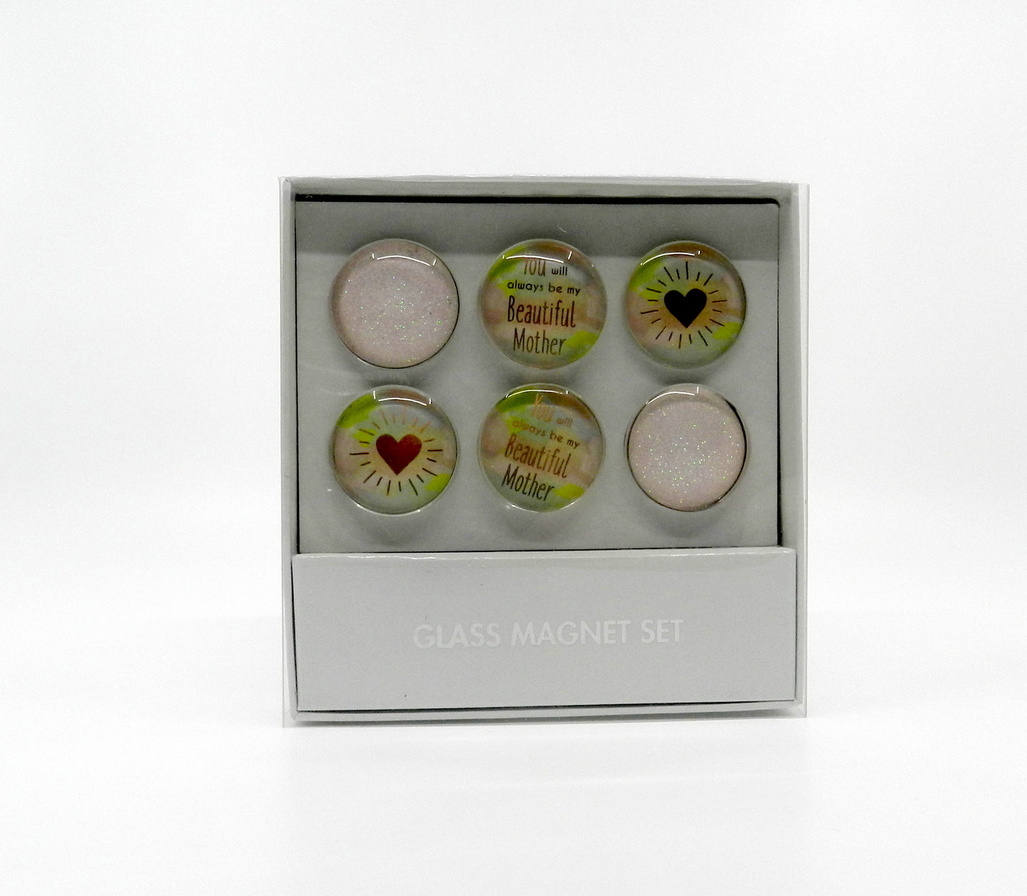 You Will Always Be My Beautiful Mother Glass Magnet Set of 6 - Pink & Green