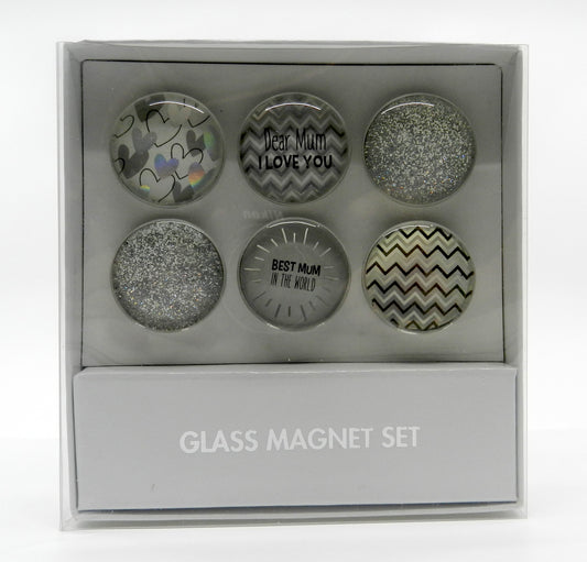 Dear Mum I Love You Glass Magnet Set of 6 - Silver