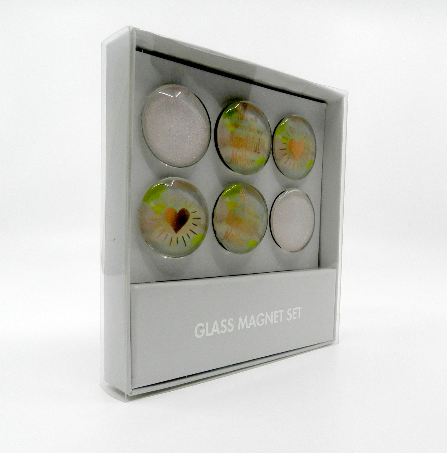 You Will Always Be My Beautiful Mother Glass Magnet Set of 6 - Pink & Green