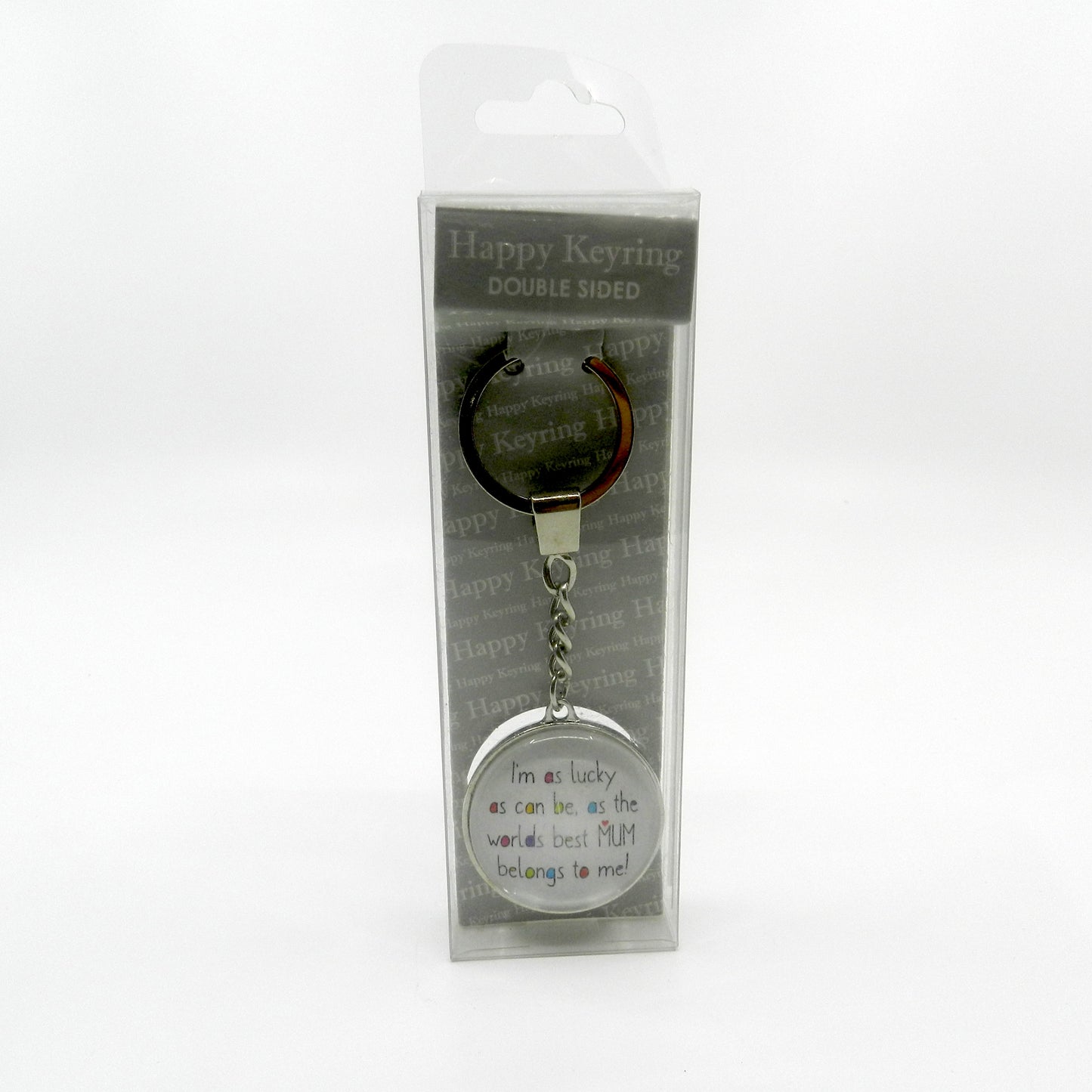 Happy Keyring Double Sided - I'm as lucky as can be, as the worlds best Mum belongs to me