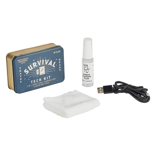 Gentleman's Hardware Survival Tech Kit - Phone Charger Cable, Cleaning Fluid & Wipe