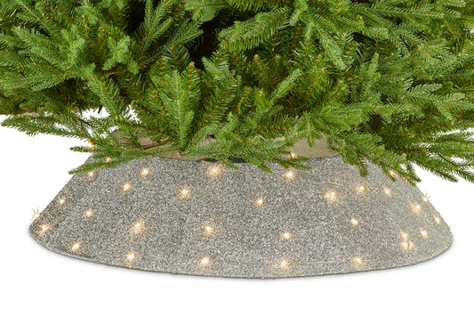 Silver Christmas Tree Skirt with Lights - Store Pick-Up Only