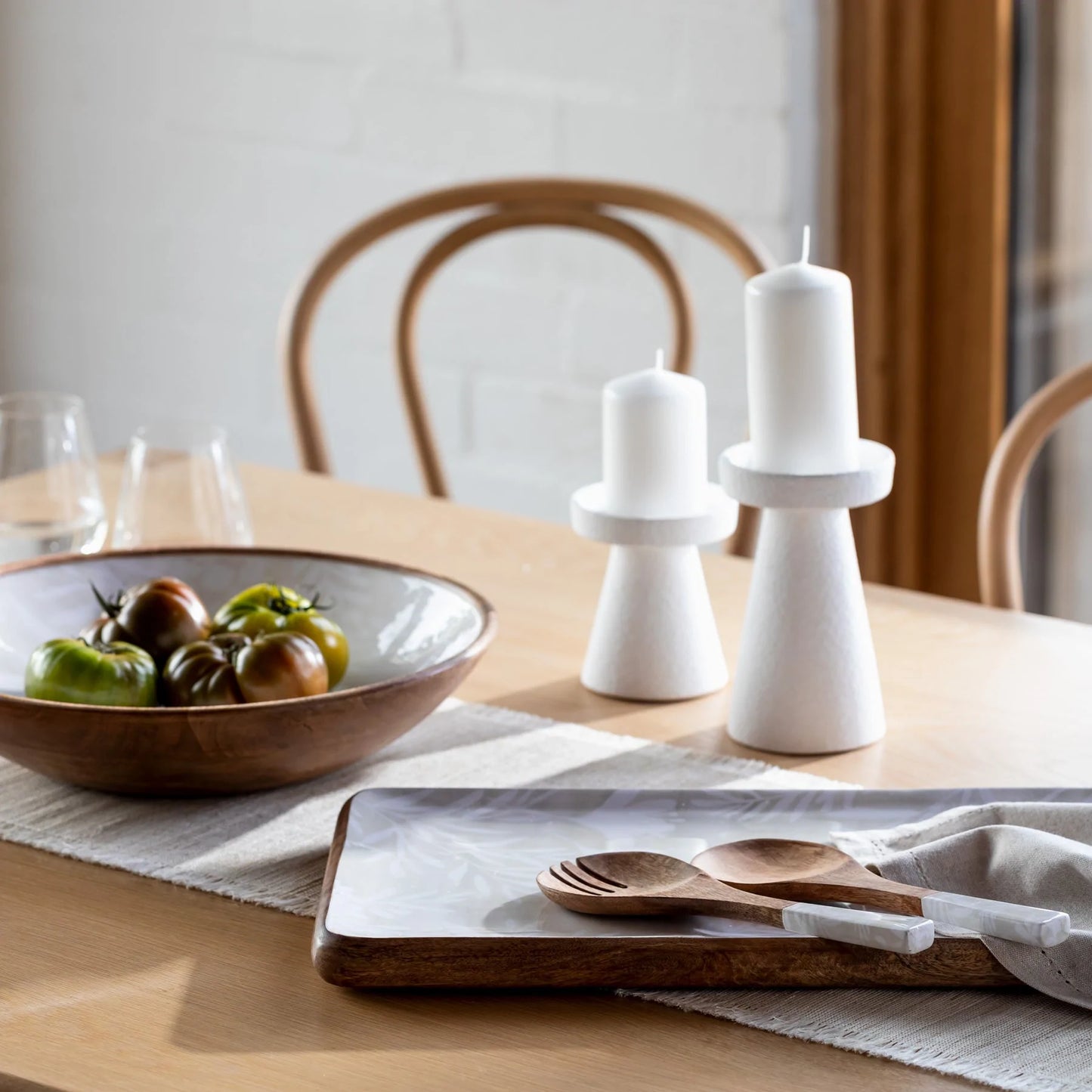 Piper White Matte Candle Stick Holder - Tall - Madras Link