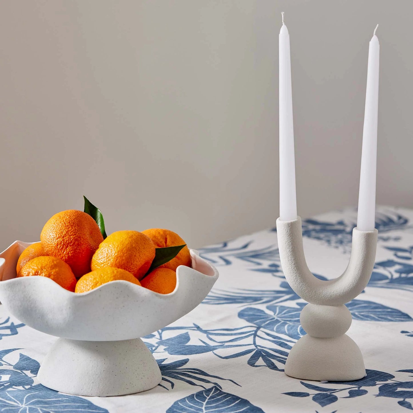 Double Candle Holder - Matte White - Madras Link