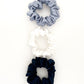 Silk Magnolia Silk Scrunchies - 3 Pack - Navy, White and Blue