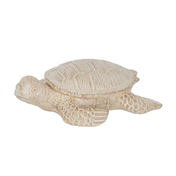 Coast to Coast Terry Turtle White Resin Sculpture - 14 x 11cm