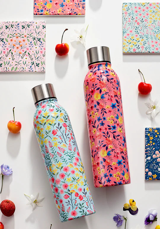 Ashdene Stainless Steel Insulated Drink Bottle - Flowering Fields Teal - 500ml