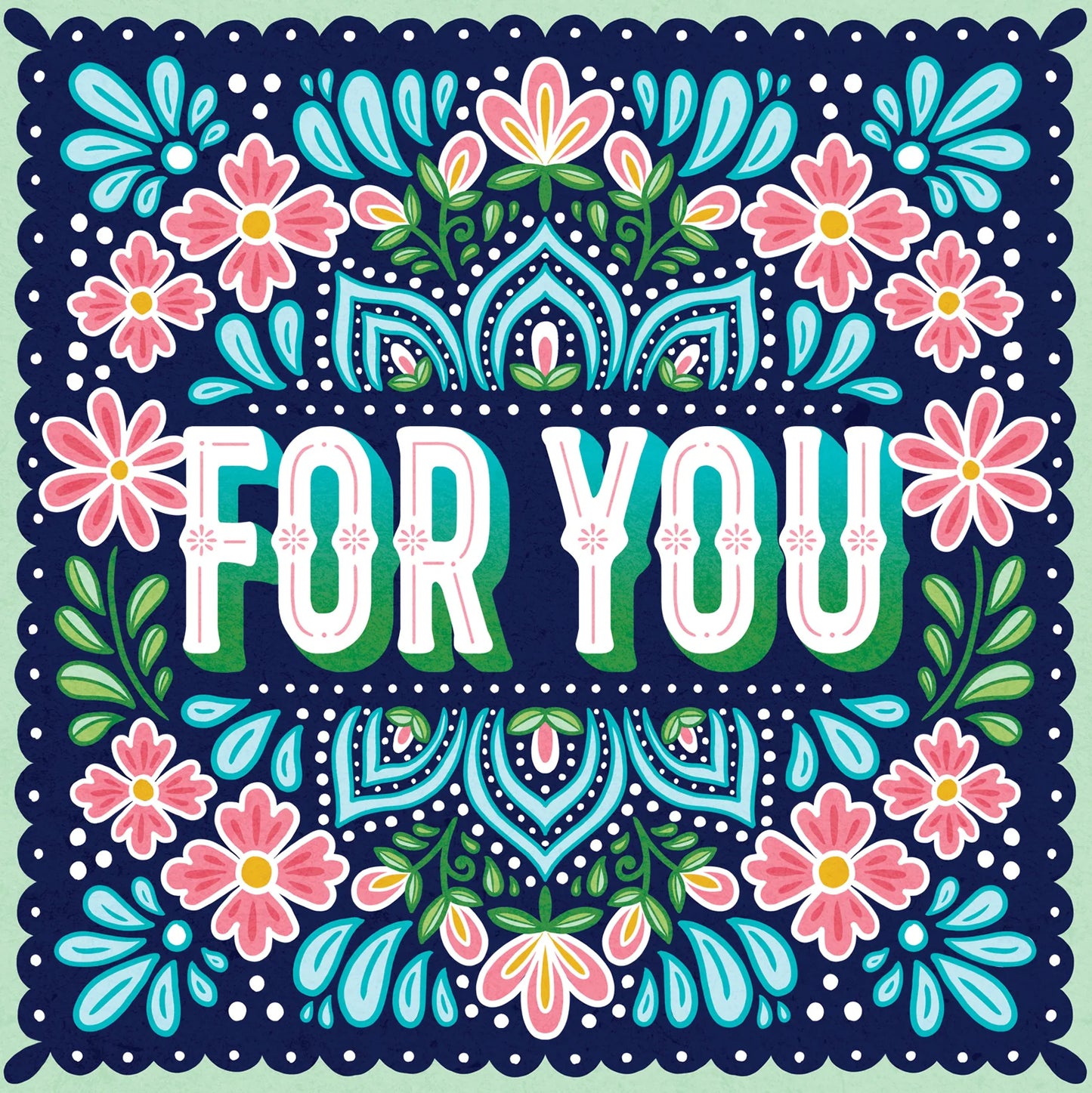 Lala Land Greeting Card For You Dots And Flowers - 14 x 14 cm