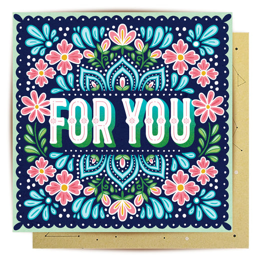 Lala Land Greeting Card For You Dots And Flowers