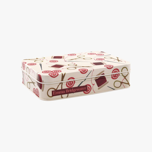 Emma Bridgewater Pink Crafting Small Shallow Tin - 14.2x3.7x10.1cm