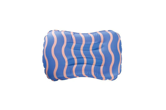 Eclectic Summer Beach Pillow - Blue and Yellow Stripes - 44x28x10cm