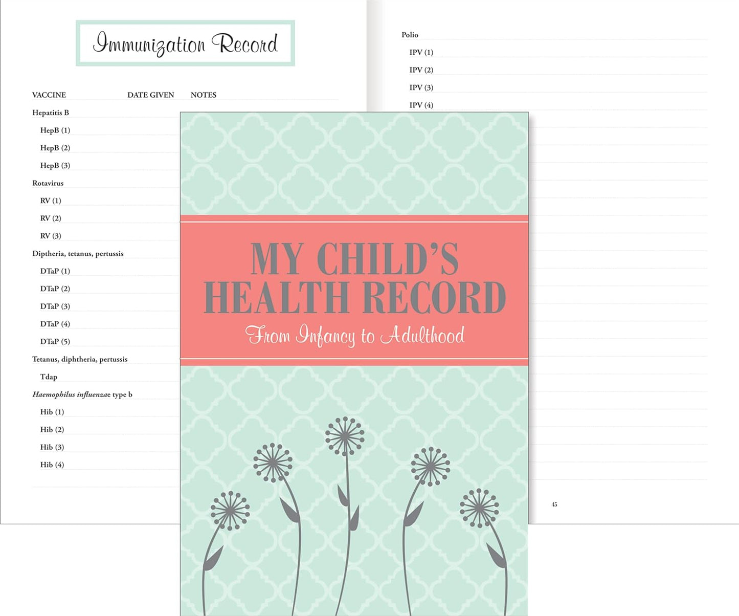 My Child's Health Record: From Infancy to Adulthood - Hardcover - 5-1/2x8 inches - 56 pages