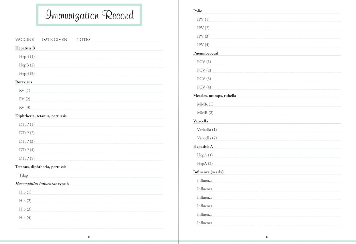My Child's Health Record: From Infancy to Adulthood - Hardcover - 5-1/2x8 inches - 56 pages