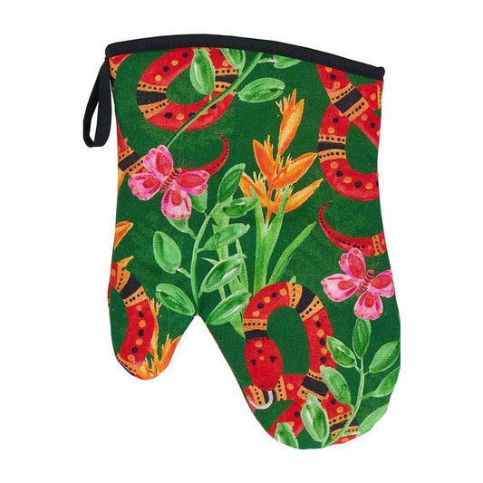 Annabel Trends Single Linen Oven Mit/Glove - Jungle Snake - 18 cm x 26 cm