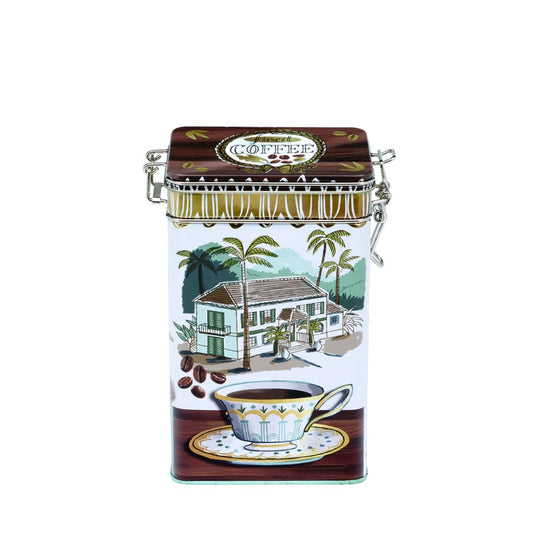 Gillian Martin Coffee With Clip Lid Metal Storage Tin - 10.8cm x 7.3cm x 18.3cm