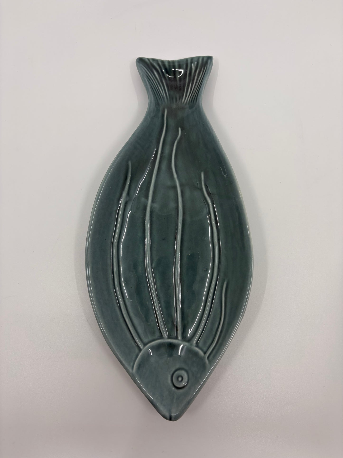 Pure Homewares Ceramic Fish Plate - Green - 30x10cm