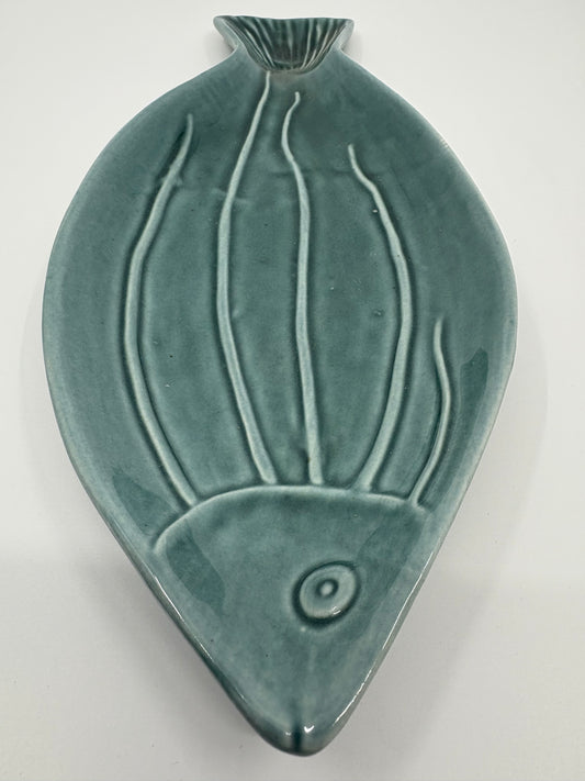 Pure Homewares Ceramic Fish Plate - Green - 30x10cm