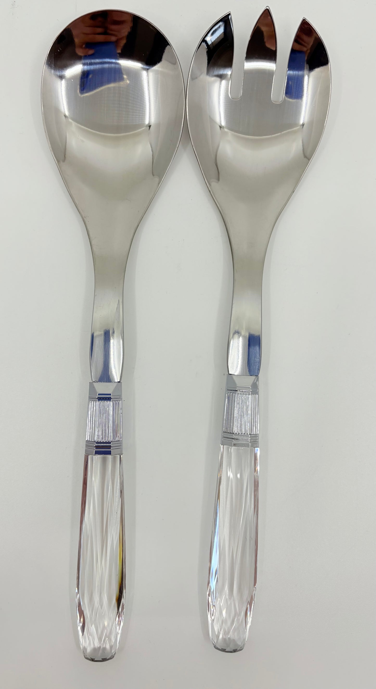 Faux Diamond Handle Salad Servers - 26cm