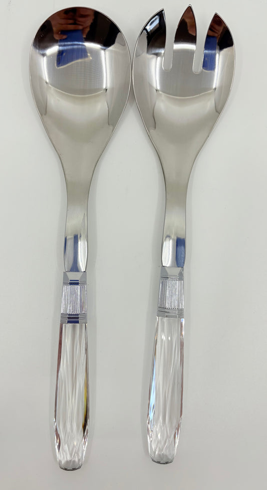 Faux Diamond Handle Salad Servers - 26cm