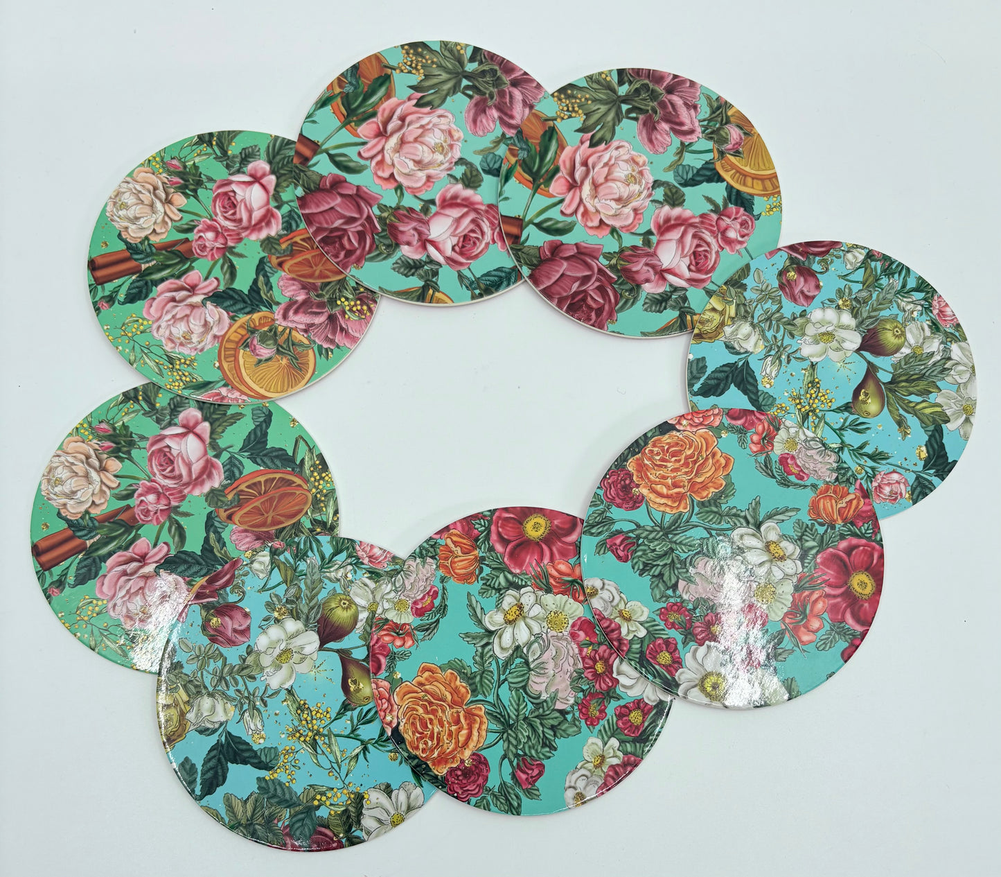 Lala Land Set of 8 Illustrated Coasters - Floral Explosion - 10x0.5cm