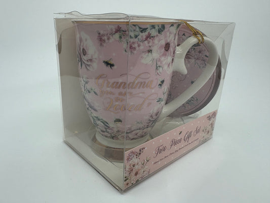 Grandma You Are So Loved 2 Pieced Gift Set - 360ml Mug and Coaster