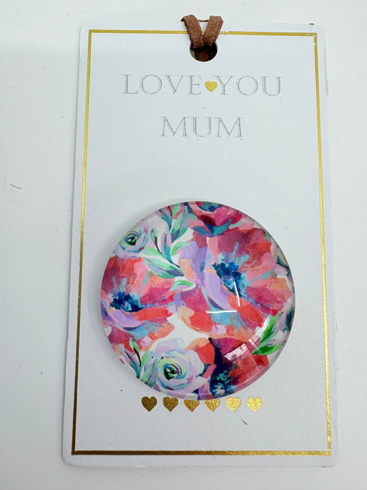I Love You Mum Floral Magnets - 4cm diameter