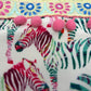 Canvas Look Wrist Pouch - Multicolour Zebras - 25x20cm