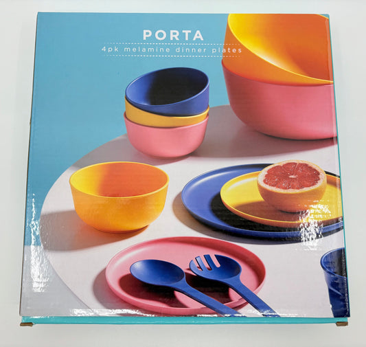 Porta Melamine Dinner Plates Gift Set - 4 Pack - Frankie Ocean Blue - 26x26x1.5cm