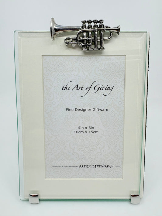 Glass and Pewter Photo Frame - Trumpet
