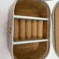 Rayell Cosmetics Case with Mirror - Vinyl with Velvet inlay - Small - Beige - 16x11x6.5cm