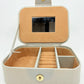 Rayell Cosmetics Case with Mirror - Vinyl with Velvet inlay - Large - Beige - 21x16x5cm