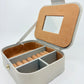Rayell Cosmetics Case with Mirror - Vinyl with Velvet inlay - Large - Beige - 21x16x5cm
