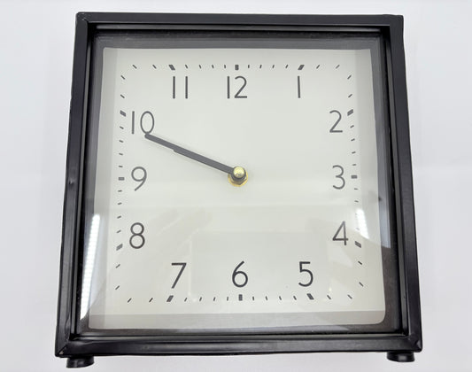 Coast to Coast Black and White Metal Encased Clock - Battery Powered - 21x21x7cm