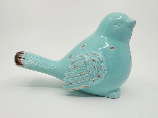 Sage Rustic Ceramic Bird - 15x8cm
