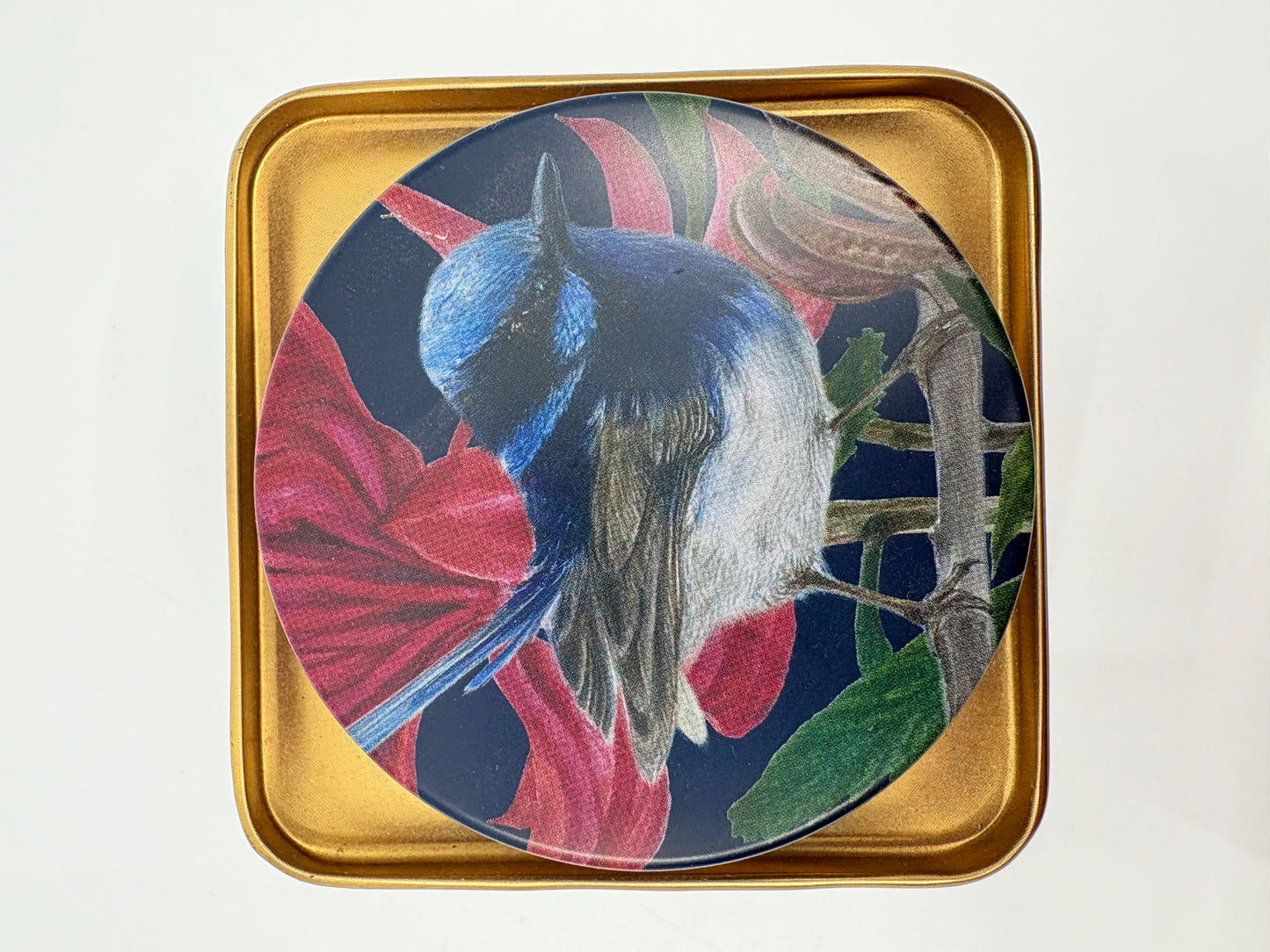 Australian Bird Tin Container - Blue Wren - 11x9x9cm