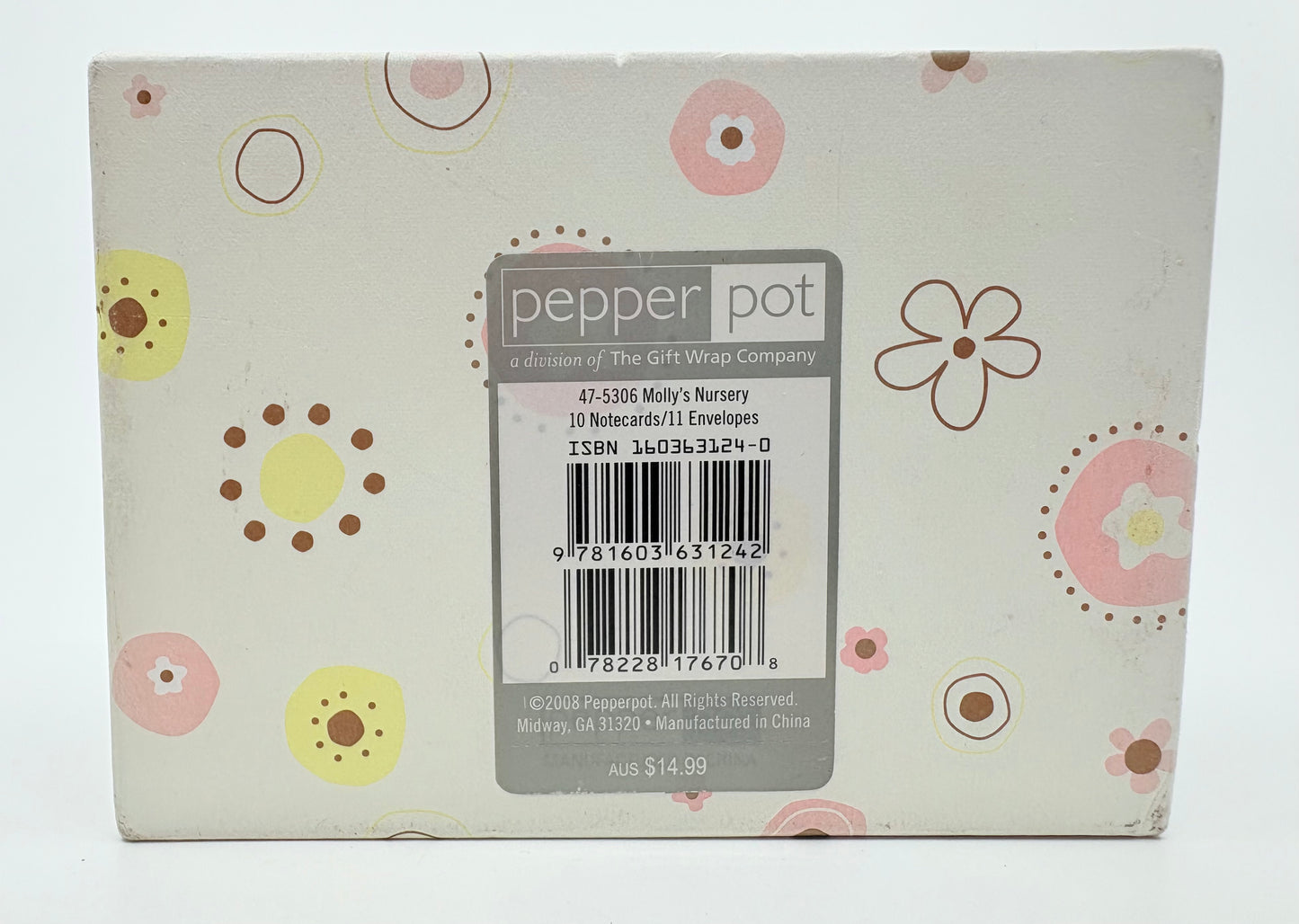 Pepper Pot Molly's Nursery - 10 Notecards and 11 Envelopes - 15x10cm