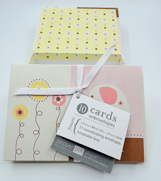 Pepper Pot Molly's Nursery - 10 Notecards and 11 Envelopes - 15x10cm