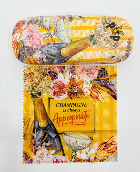 Champagne Always Glasses Case and Cleaning Cloth - 18x8x5cm