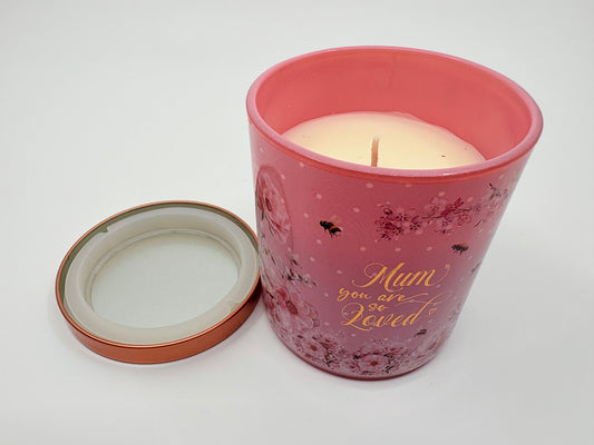 Pretty in Pink Love and Kisses Collection - Mum You are So Loved Vanilla Scented Glass Candle - Single wick 30 hour Burn - 215g