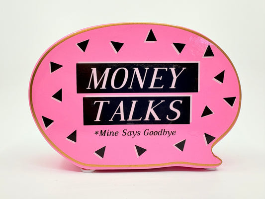 Sweet Tooth Money Talks Speech Bubble Ceramic Money Bank - Pink - 16x12x6cm