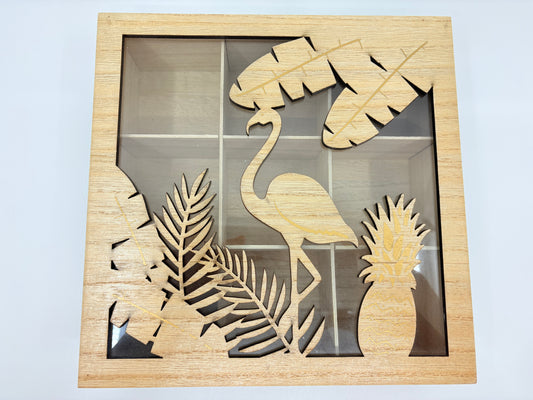 Urban Products Wooden Natural Tropical Tea Box - Green - 25x25x8cm