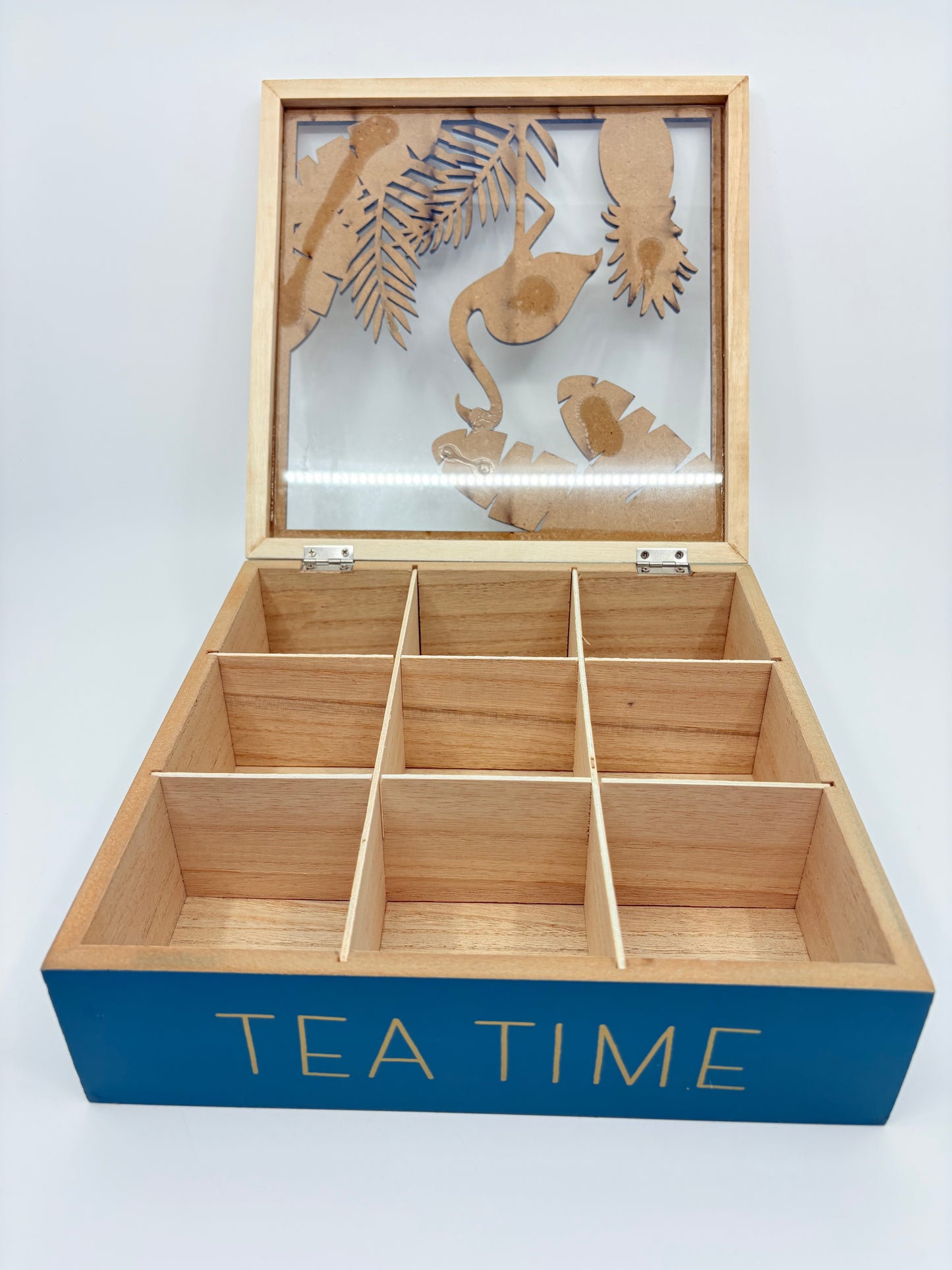 Urban Products Wooden Natural Tropical Tea Box - Green - 25x25x8cm