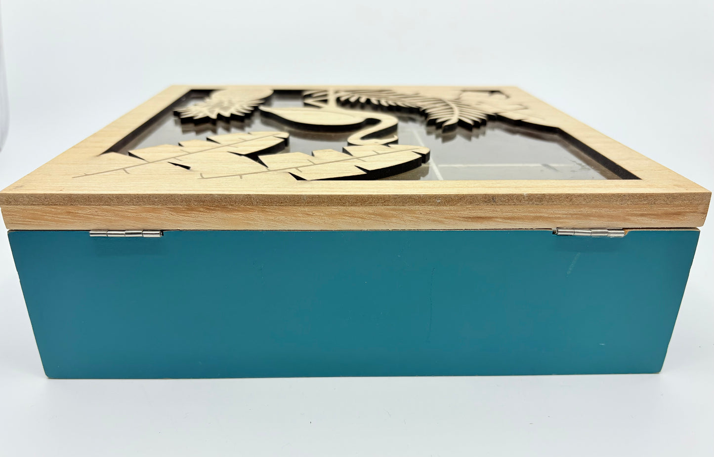 Urban Products Wooden Natural Tropical Tea Box - Green - 25x25x8cm