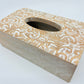 Amalfi Ishani Handcrafted Wooden Tissue Box - White Wash - 26x15.5x9cm