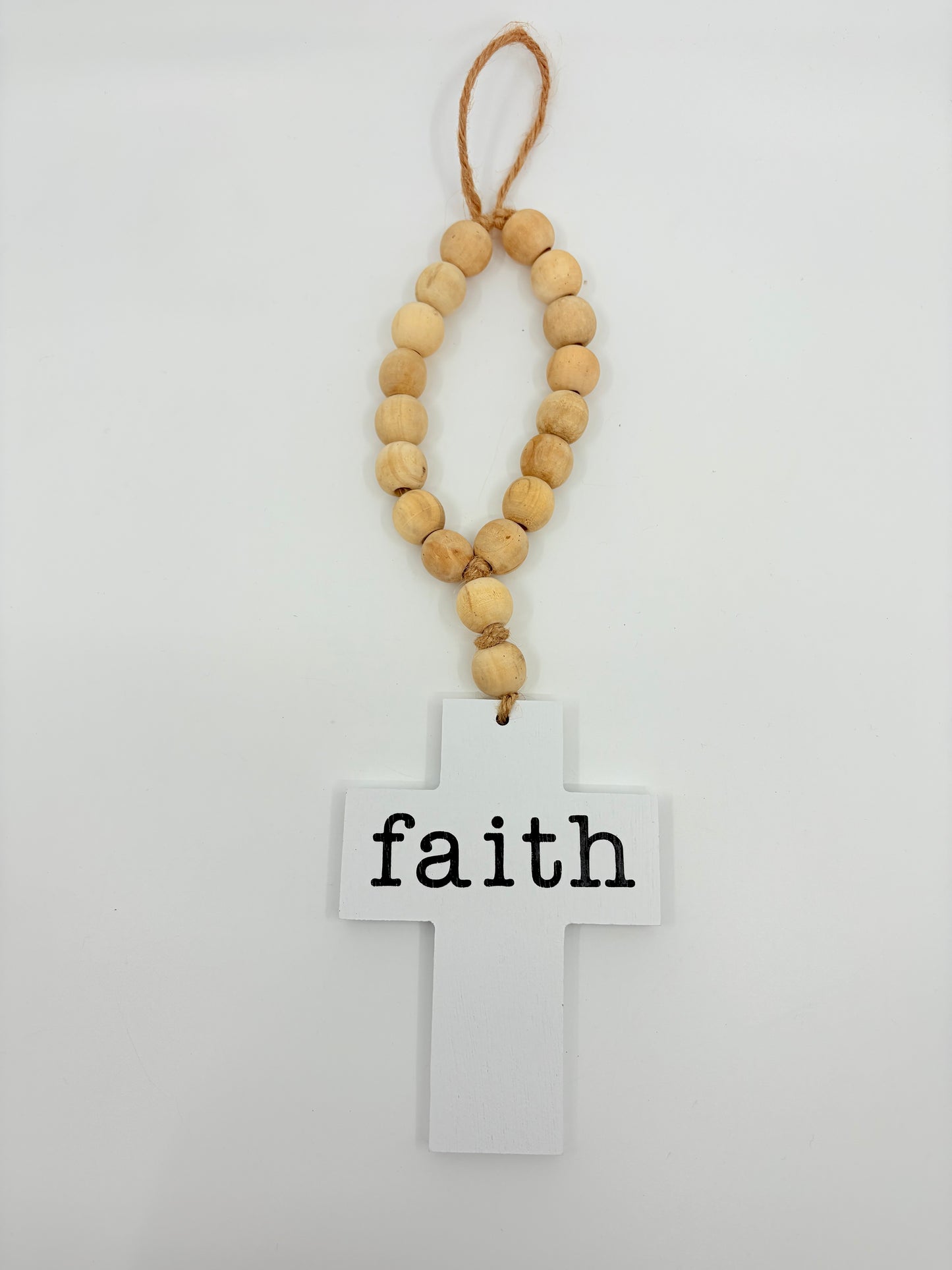 Beaded Faith Wooden Cross - 35x9x1cm