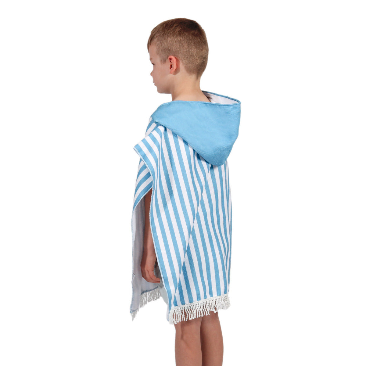 Hooded Towel Kids Blue Poncho M-L