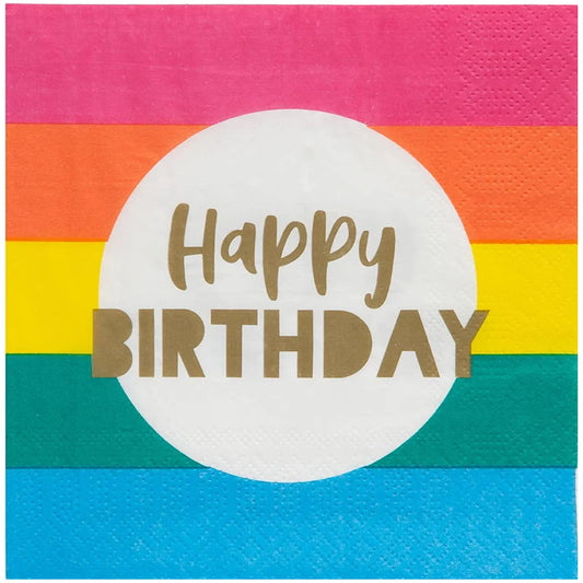 Talking Tables Rainbow Happy Birthday Napkins - Pack of 20 - 3 Ply - 33x33cm