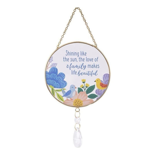 Splosh Family Glass and Metal Hanging Suncatcher Window Decoration - 12x26cm