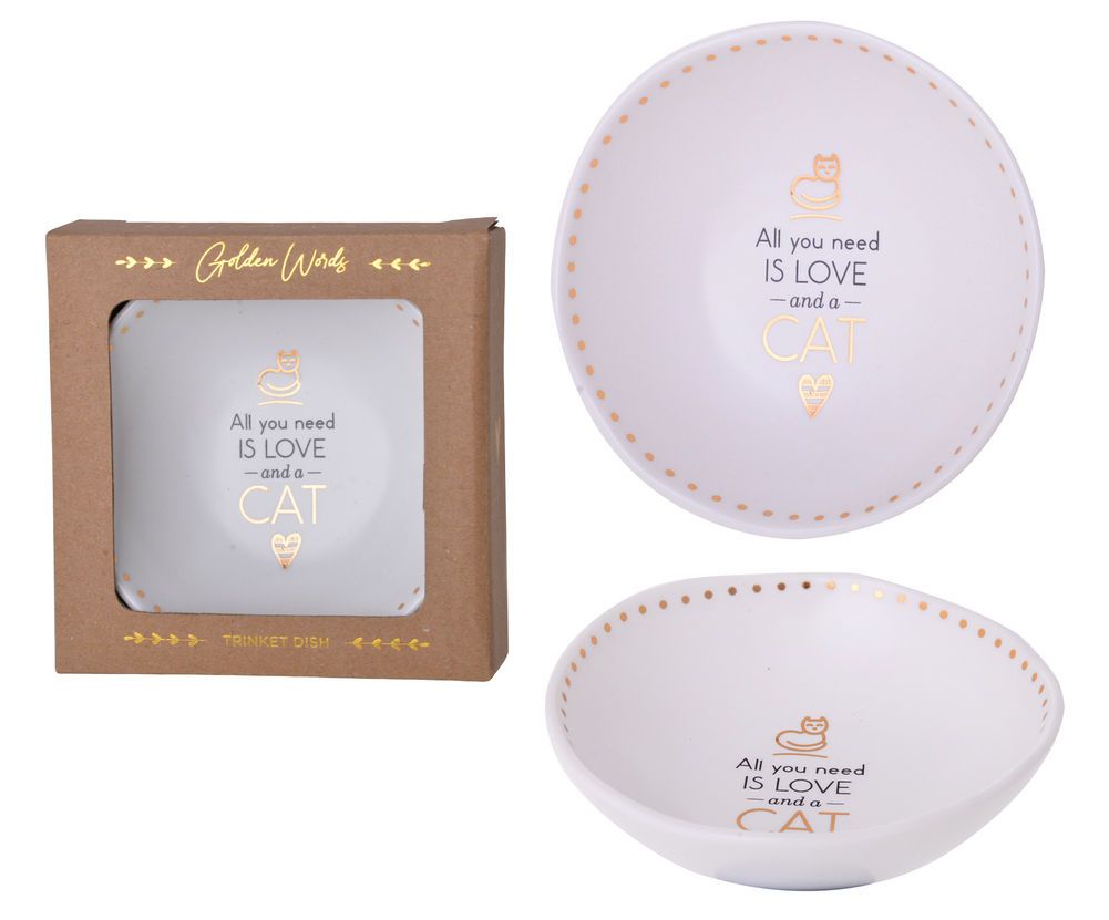 Gibson Gifts Golden Words Trinket Dish - Cat