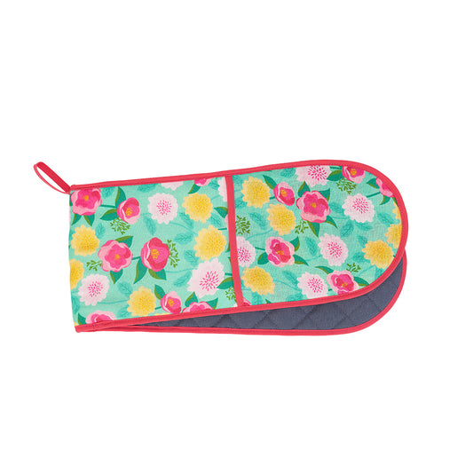 Annabel Trends Oven Mitt - Linen – Double – Camellias Mint - 82 cm x 18 cm